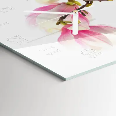 Stakleni četvrtasti sat Cvijet magnolije