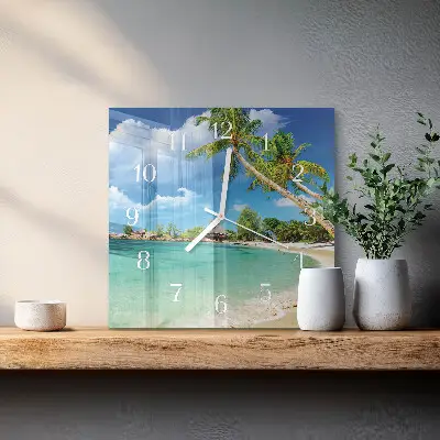 Stakleni četvrtasti sat Palme na plaži