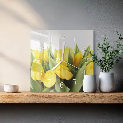 Stakleni četvrtasti sat Tulipani