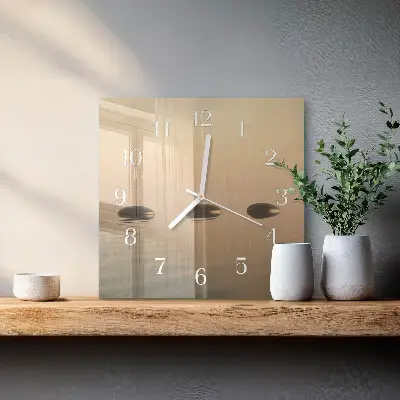 Stakleni četvrtasti sat Kamenje voda