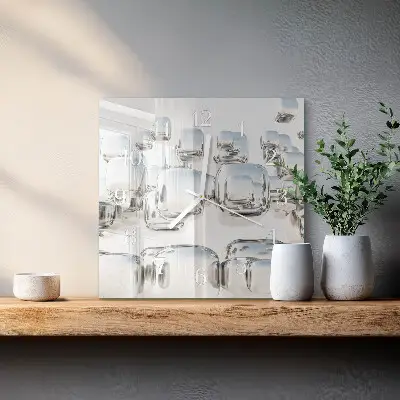Stakleni četvrtasti sat 3D kocka