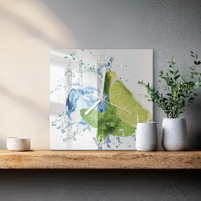 Stakleni četvrtasti sat Limeta i menta