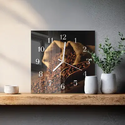 Stakleni četvrtasti sat Zrna kave