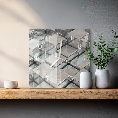 Stakleni četvrtasti sat Kocke