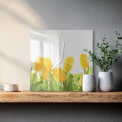 Stakleni četvrtasti sat Tulipani