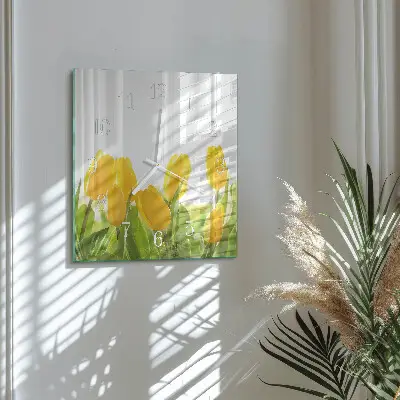 Stakleni četvrtasti sat Tulipani