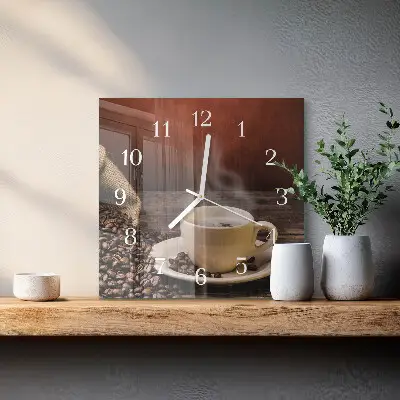 Stakleni četvrtasti sat Kava