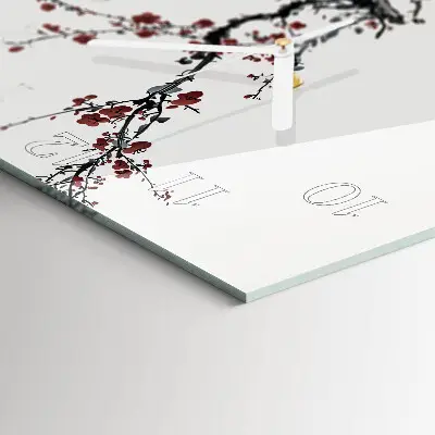 Stakleni četvrtasti sat Cvijeće