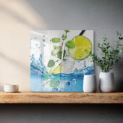 Stakleni četvrtasti sat Limeta i menta