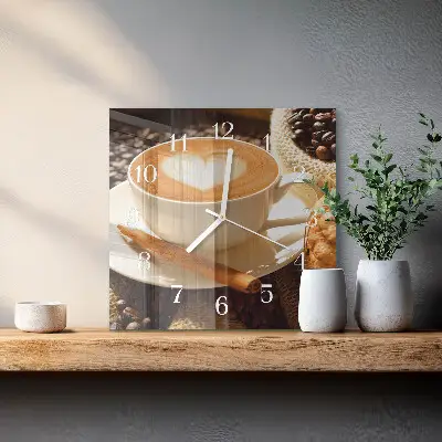 Stakleni četvrtasti sat Kava srce