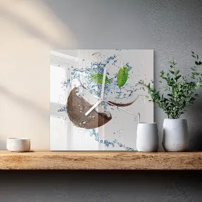 Stakleni četvrtasti sat Kokos