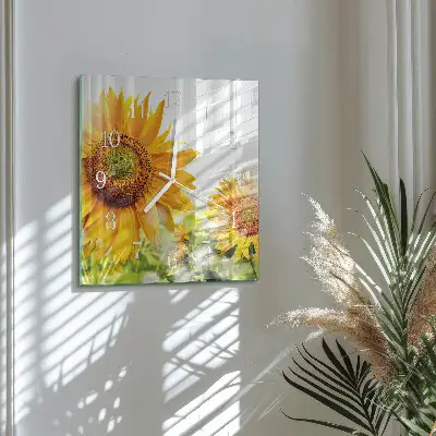 Stakleni četvrtasti sat Suncokret