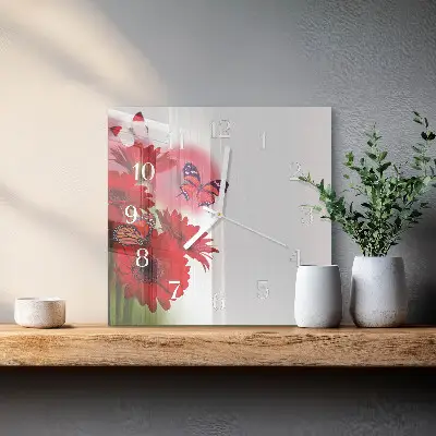 Stakleni četvrtasti sat Gerbera