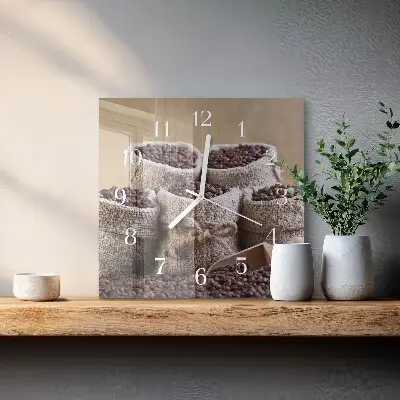 Stakleni četvrtasti sat Zrna kave