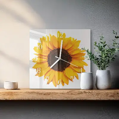 Stakleni četvrtasti sat Suncokret