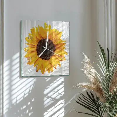 Stakleni četvrtasti sat Suncokret