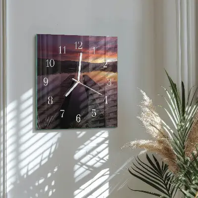Stakleni četvrtasti sat Zalazak sunca