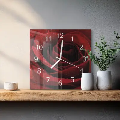 Stakleni četvrtasti sat Ruža