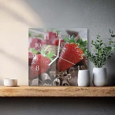 Stakleni četvrtasti sat Jagode