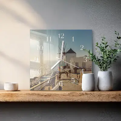 Stakleni četvrtasti sat Santorini