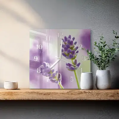Stakleni četvrtasti sat Lavanda