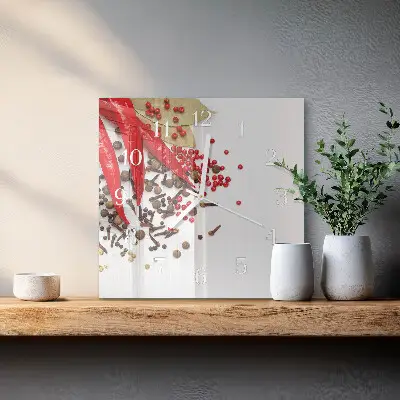 Stakleni četvrtasti sat Crvena paprika