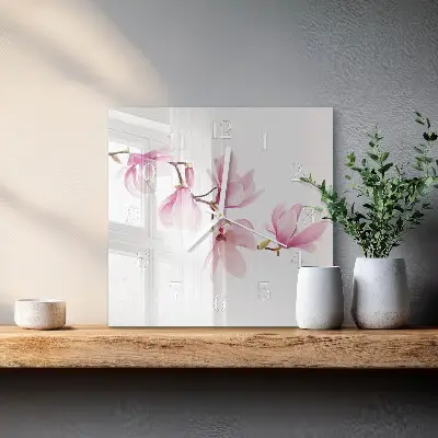 Stakleni četvrtasti sat Magnolija