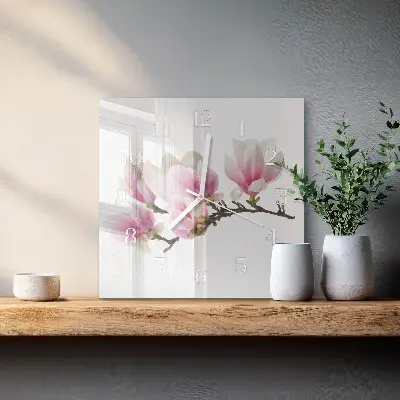 Stakleni četvrtasti sat Magnolija