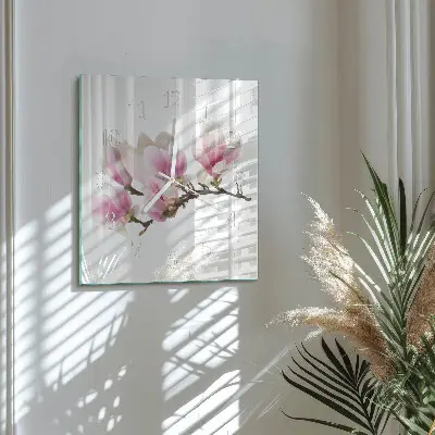 Stakleni četvrtasti sat Magnolija