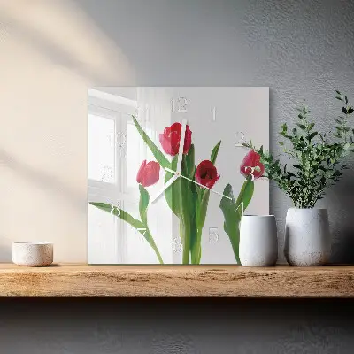 Stakleni četvrtasti sat Tulipani