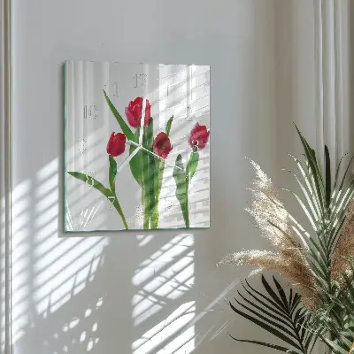 Stakleni četvrtasti sat Tulipani