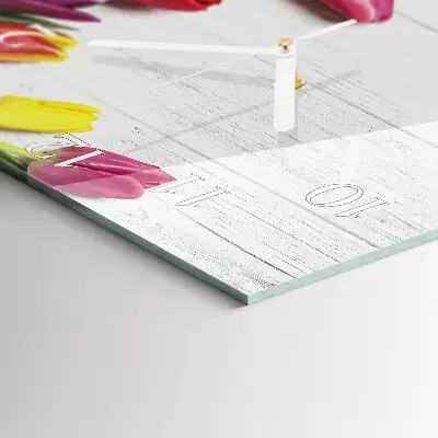 Stakleni četvrtasti sat Tulipani