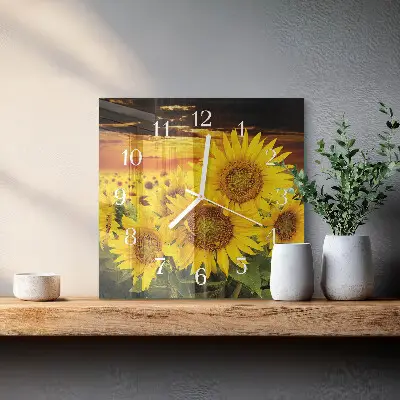 Stakleni četvrtasti sat Suncokreti