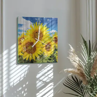 Stakleni četvrtasti sat Suncokreti