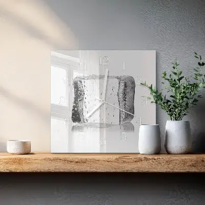 Stakleni četvrtasti sat Led
