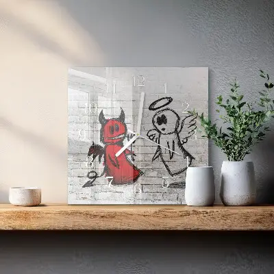 Stakleni četvrtasti sat Anđeo Vrag