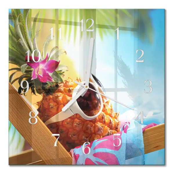 Stakleni četvrtasti sat Ananas
