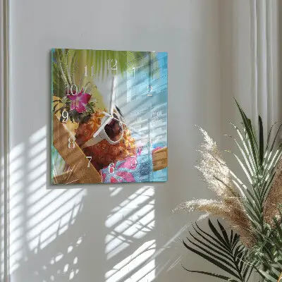Stakleni četvrtasti sat Ananas