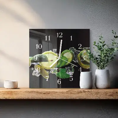 Stakleni četvrtasti sat Limun i limeta