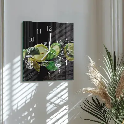 Stakleni četvrtasti sat Limun i limeta