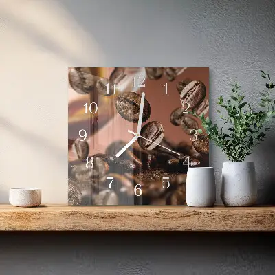 Stakleni četvrtasti sat Zrna kave