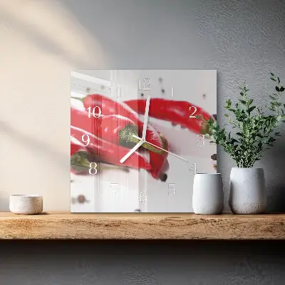 Stakleni četvrtasti sat Čili papričice