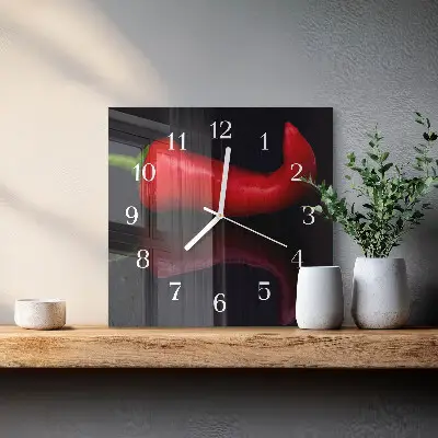 Stakleni četvrtasti sat Čili papričice