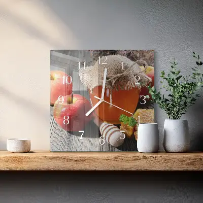 Stakleni četvrtasti sat Medena jabuka
