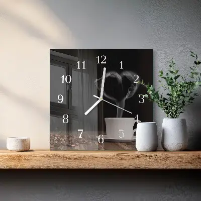 Stakleni četvrtasti sat Kava