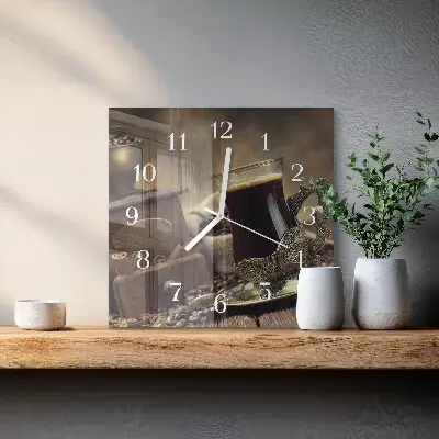 Stakleni četvrtasti sat Kava