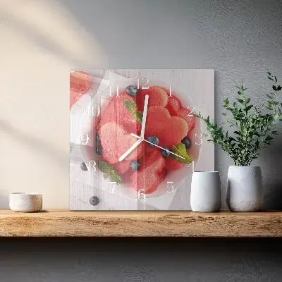 Stakleni četvrtasti sat Srce lubenice