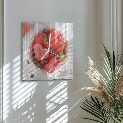 Stakleni četvrtasti sat Srce lubenice