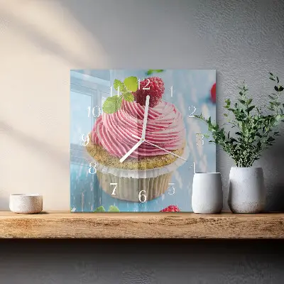 Stakleni četvrtasti sat Muffin od maline