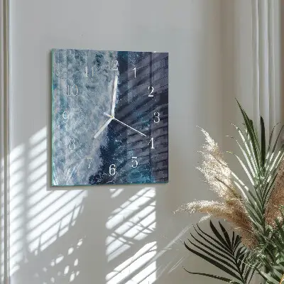 Stakleni četvrtasti sat Oceanski valovi